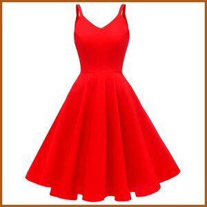 Cotton Spandex Cocktail Swing Dress with Pockets